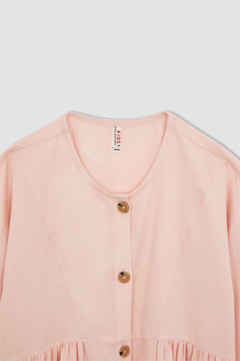 Девочки и подростки Розовый Платье на пуговицах с круглым вырезом для девочек