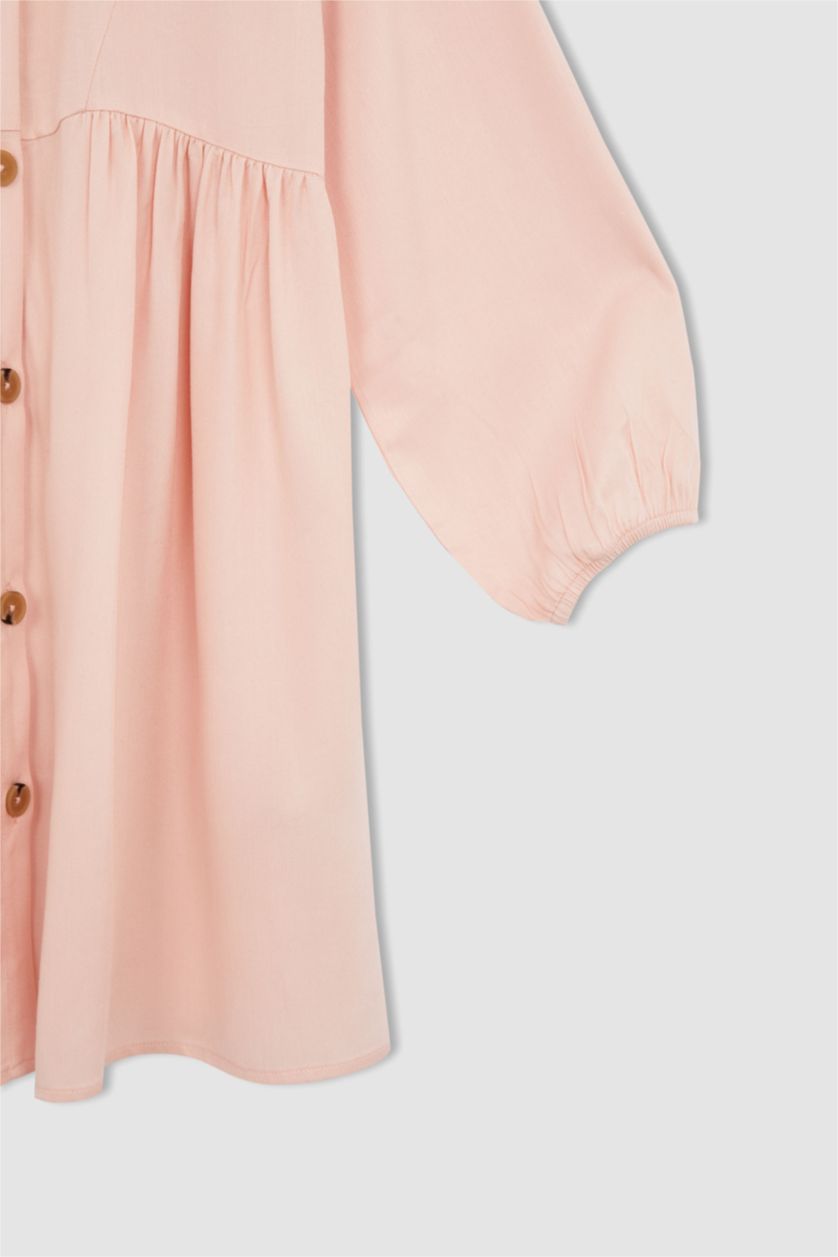 Девочки и подростки Розовый Платье на пуговицах с круглым вырезом для девочек