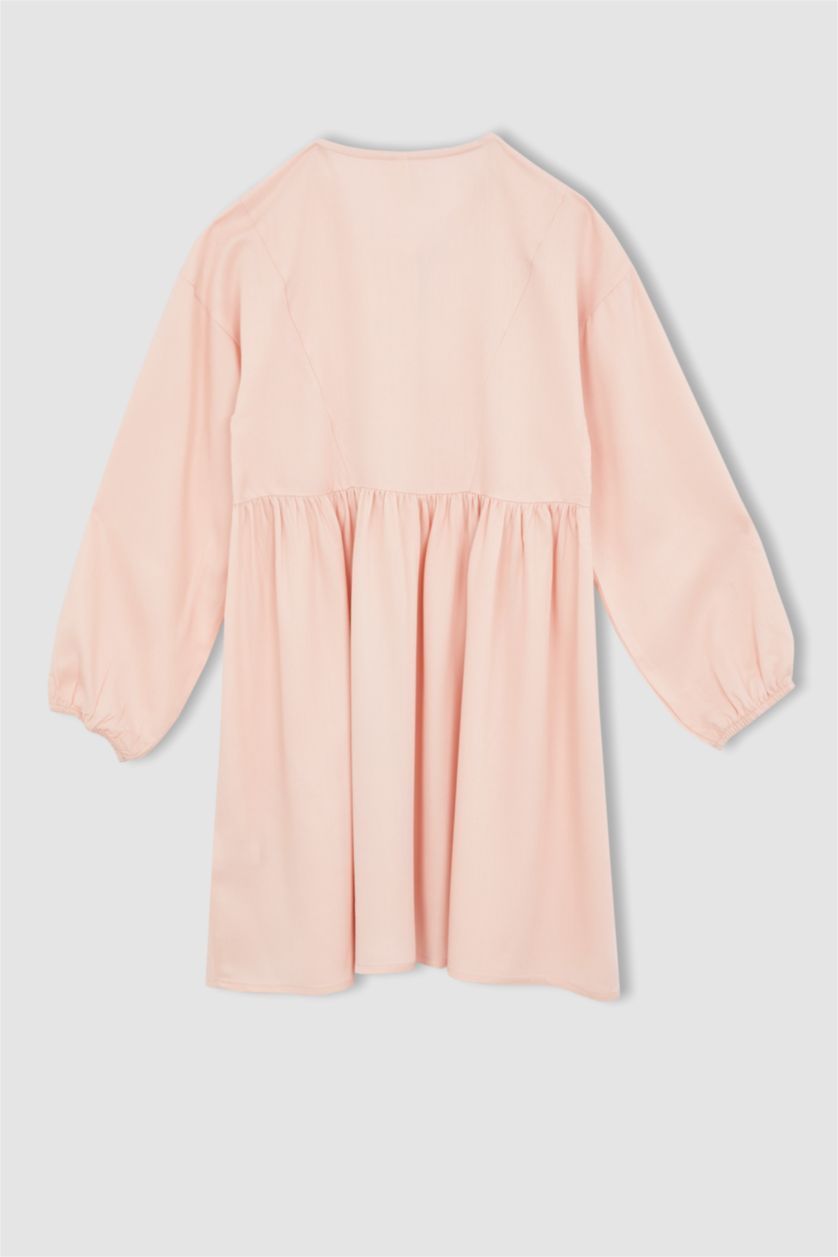 Девочки и подростки Розовый Платье на пуговицах с круглым вырезом для девочек