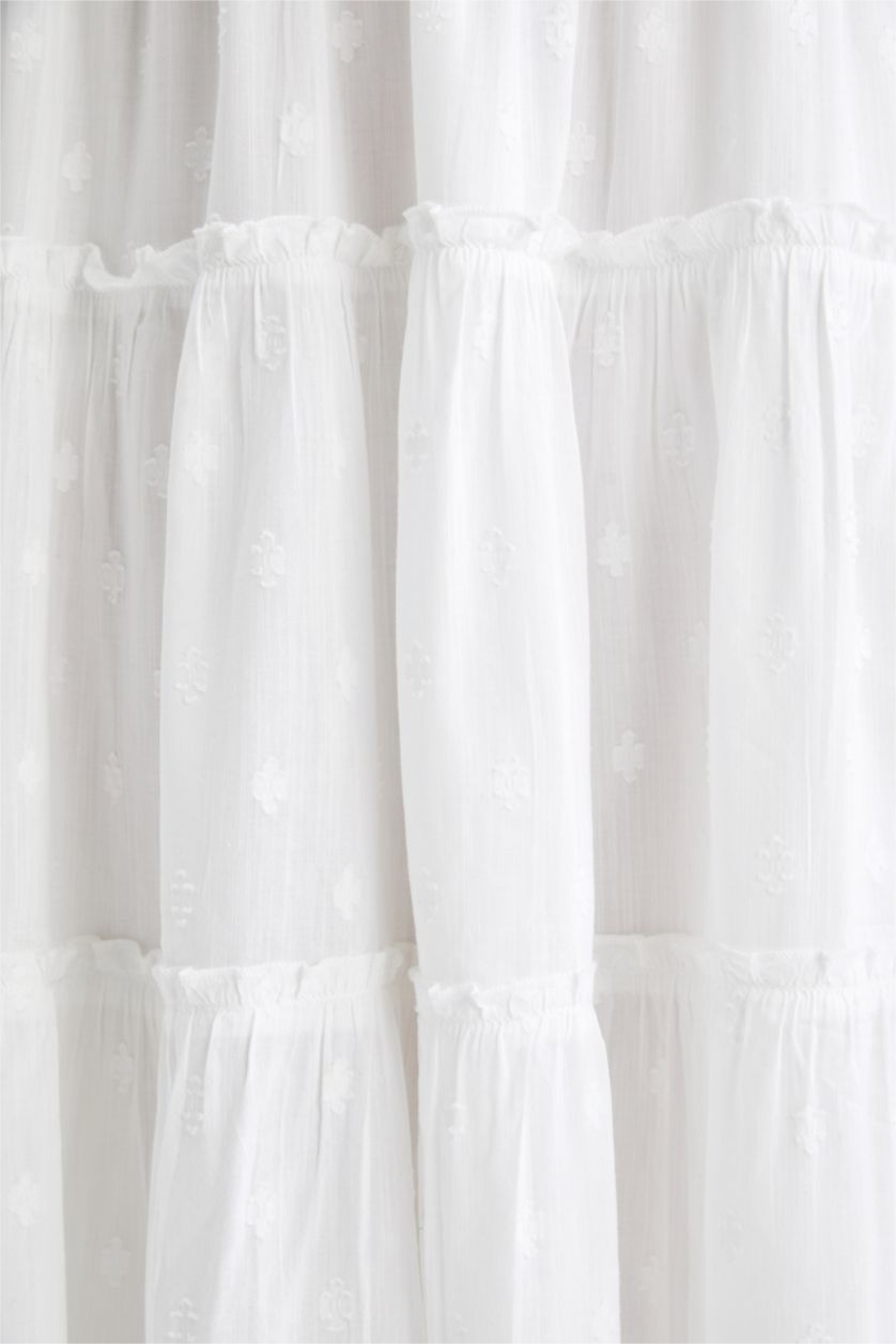 نساء أبيض (000) فستان ميدي بدون بأكمام بياقة مستديرة