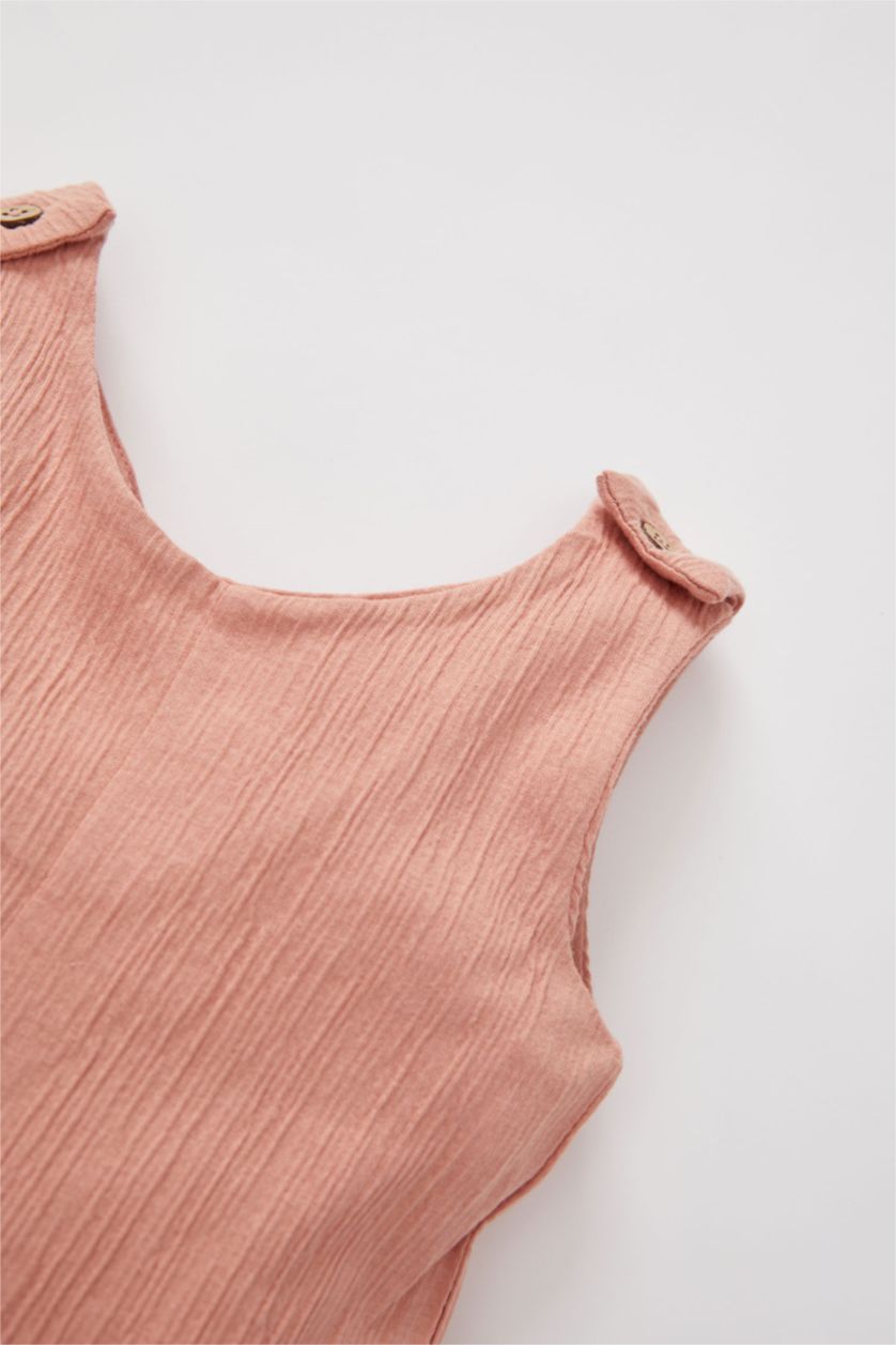 BÉBÉ FILLE Orange Combinaison froissée sans manches à bretelles pour bébé fille