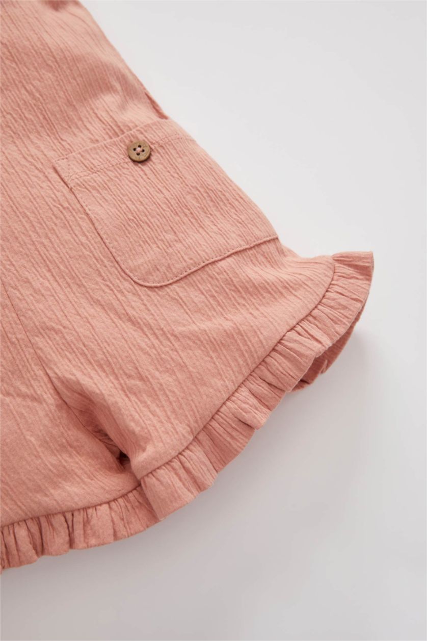 BÉBÉ FILLE Orange Combinaison froissée sans manches à bretelles pour bébé fille