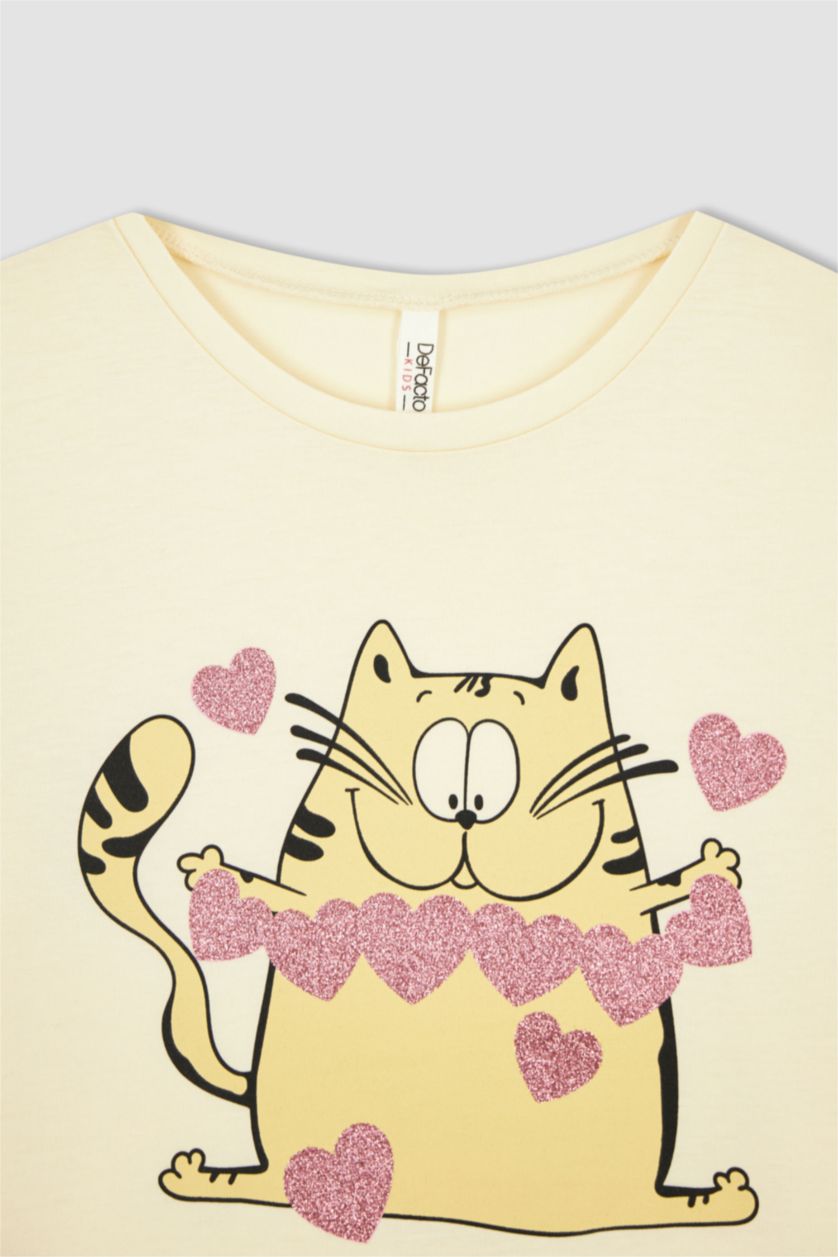 GIRLS & TEENS Ecru Girl Regular Fit Printed Short Sleeve T-Shirt