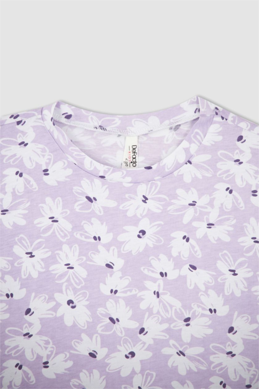 FILLES Violet Clair T-shirt à manches courtes à motif coupe régulière pour fille