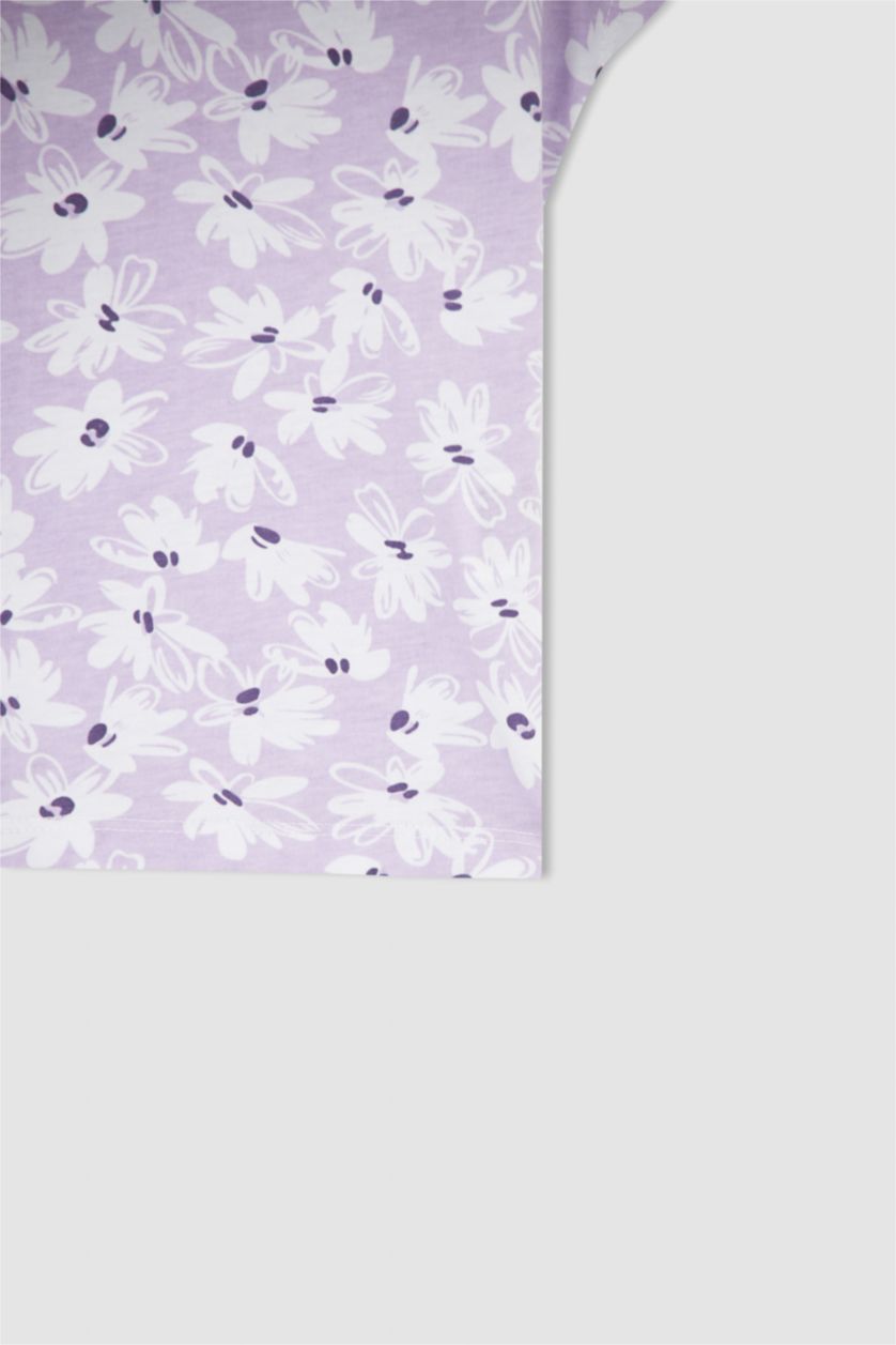 FILLES Violet Clair T-shirt à manches courtes à motif coupe régulière pour fille