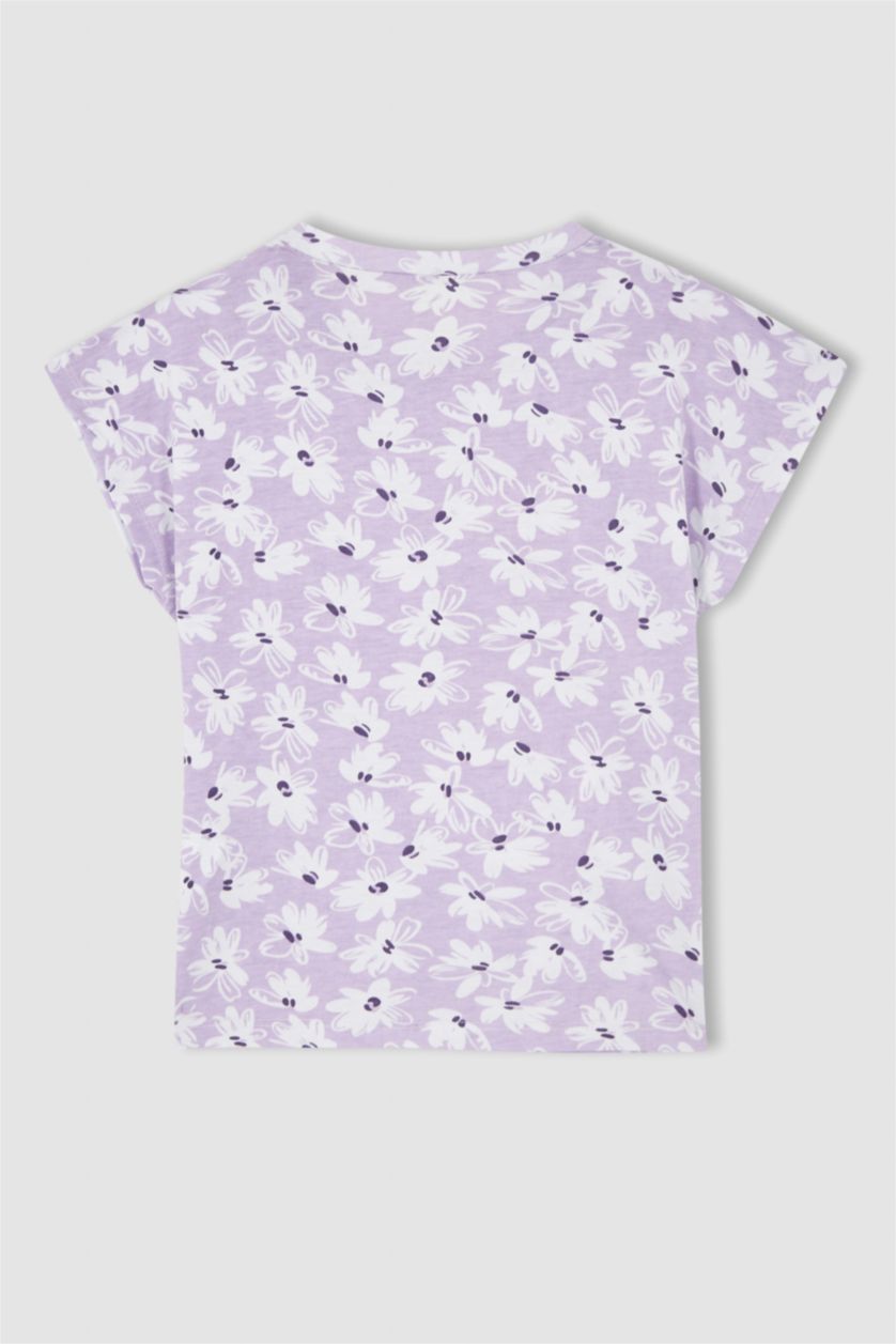 FILLES Violet Clair T-shirt à manches courtes à motif coupe régulière pour fille