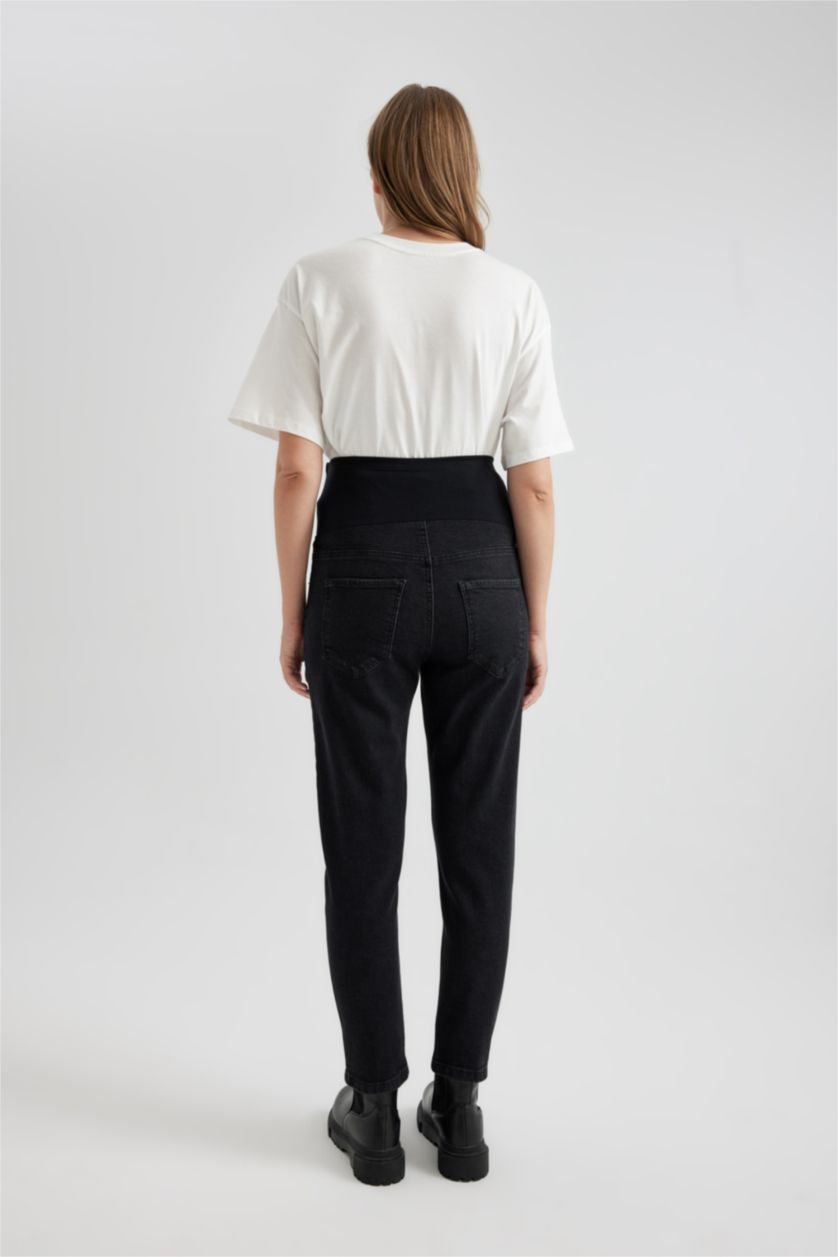 Woman Black High Waist BoyFriend Maternity Pants