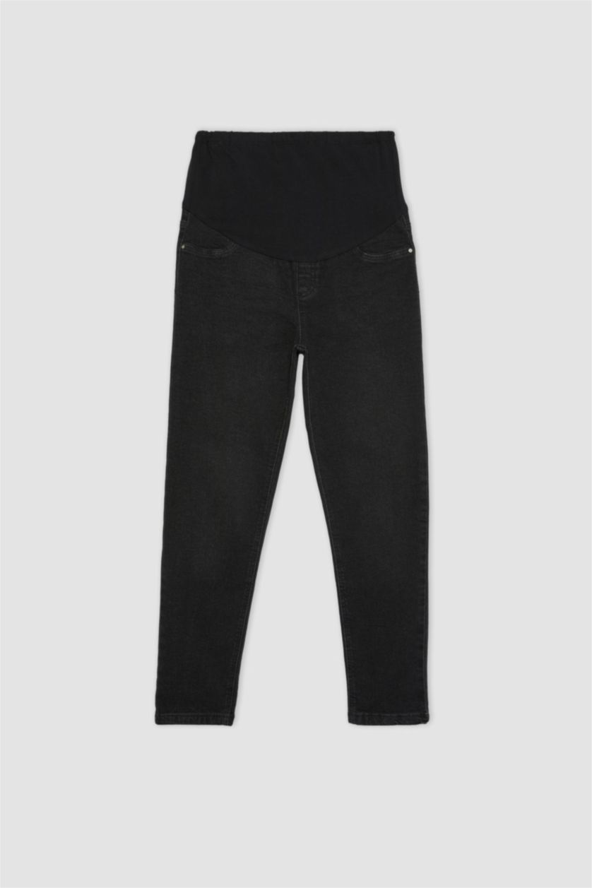 Woman Black High Waist BoyFriend Maternity Pants
