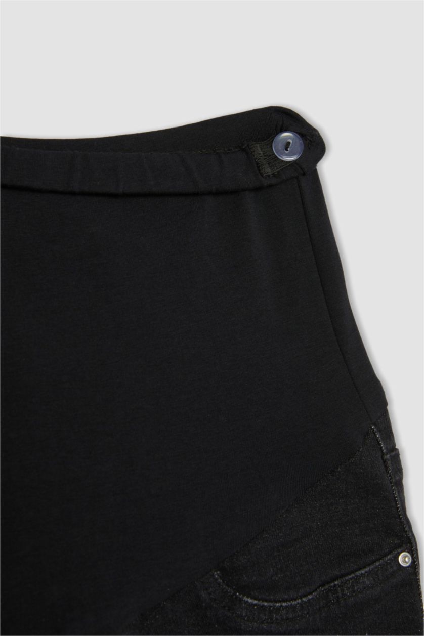 Woman Black High Waist BoyFriend Maternity Pants