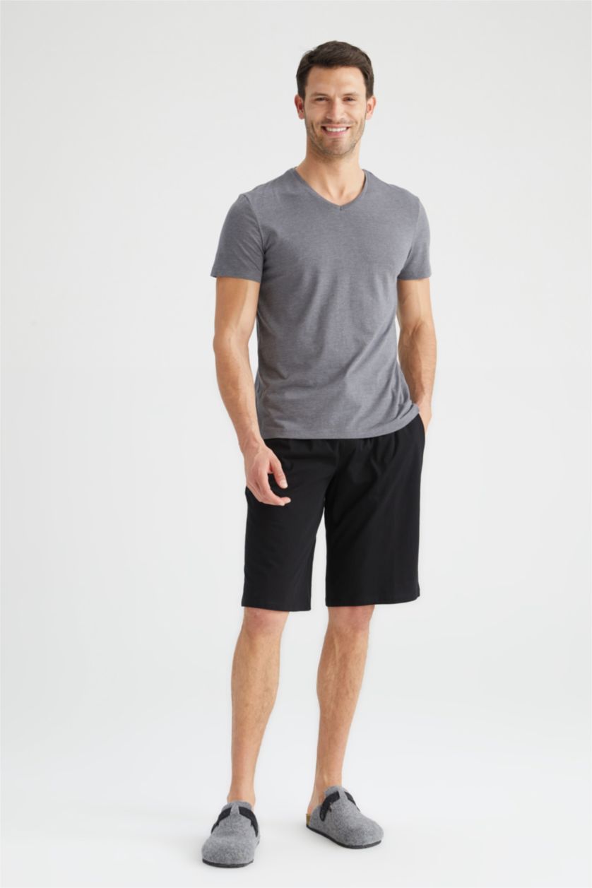 MAN Anthracite Melange Slim Fit V-Neck Top