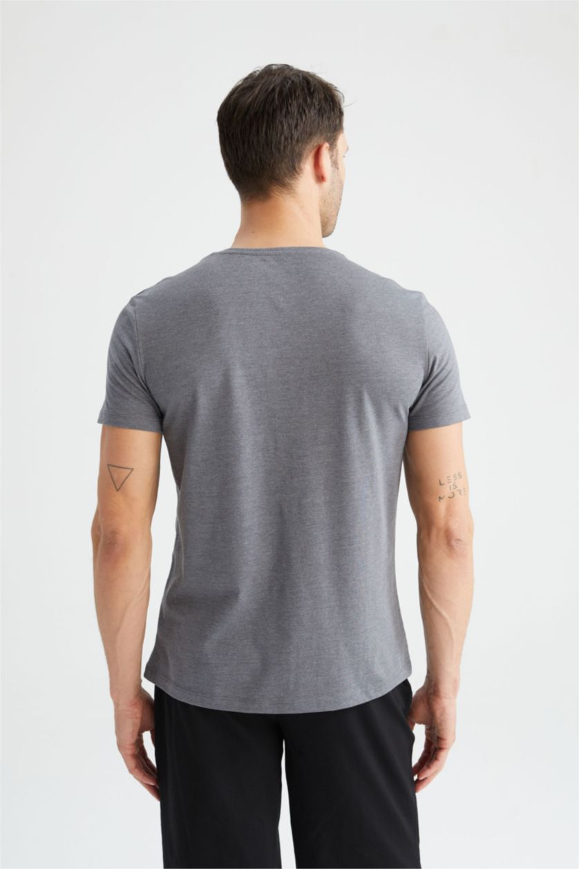 MAN Anthracite Melange Slim Fit V-Neck Top