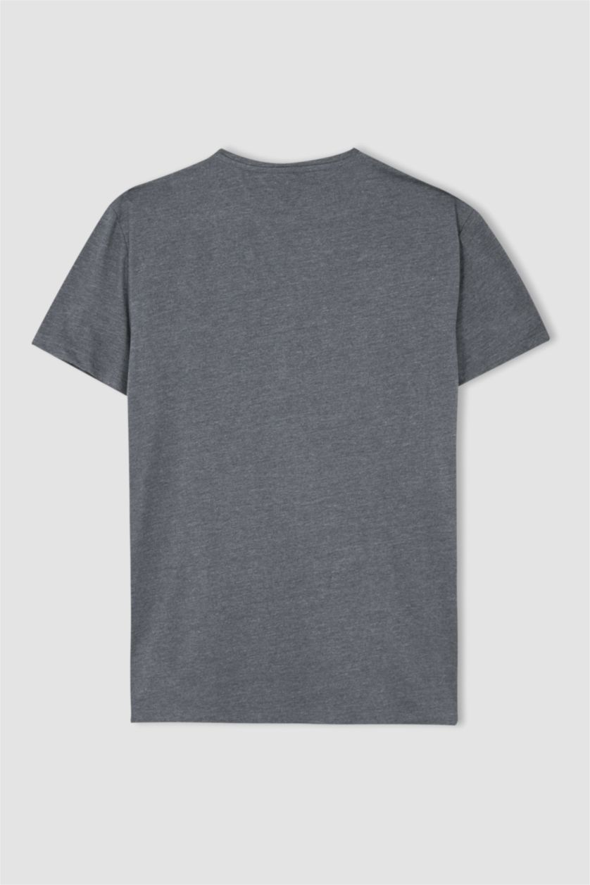 MAN Anthracite Melange Slim Fit V-Neck Top