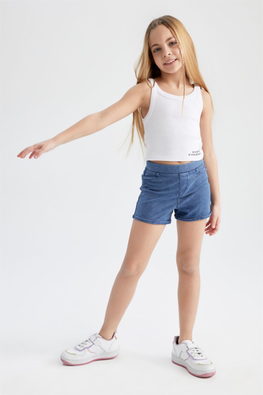 FILLES Bleu Short Jean Look pour fille