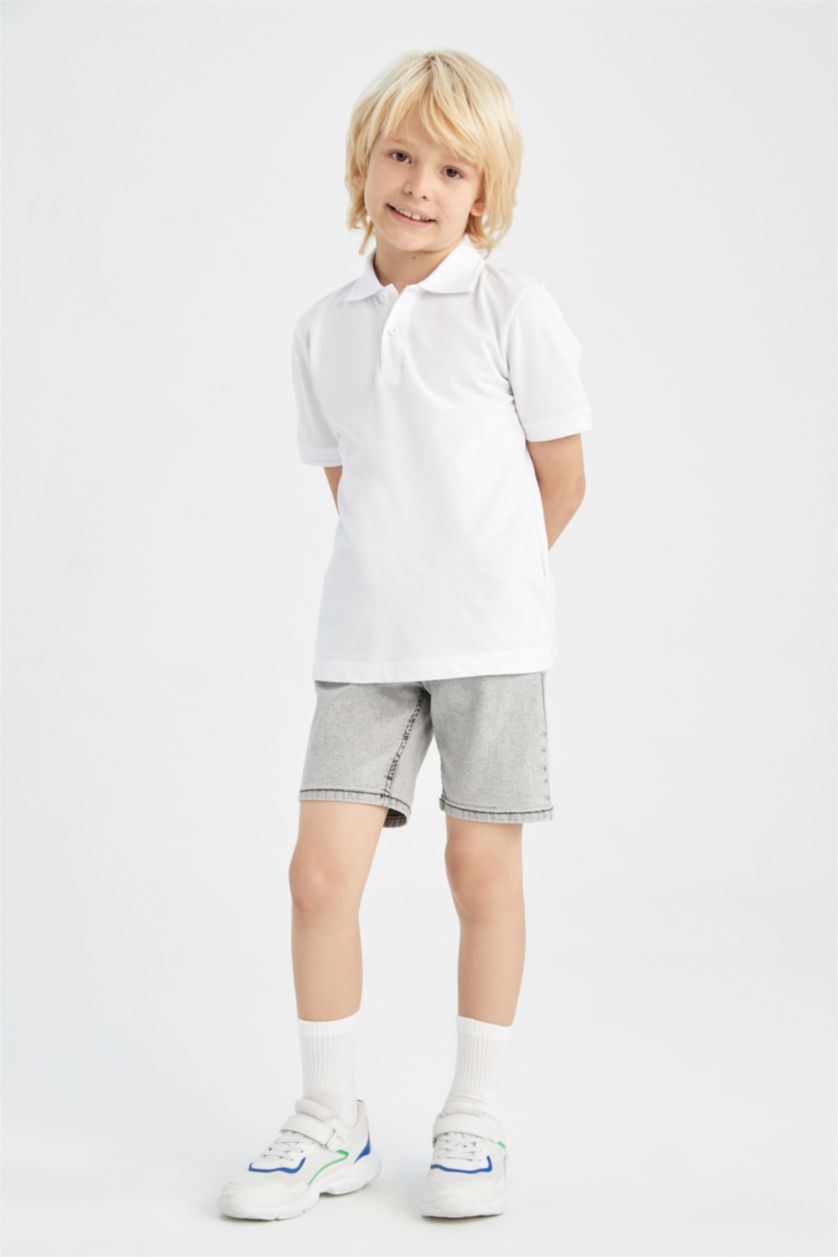 GARÇONS Gris Clair Short Jean Bande élastique