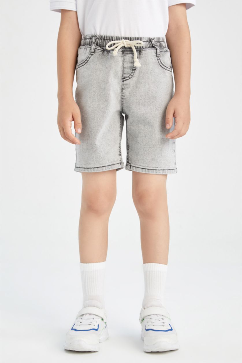GARÇONS Gris Clair Short Jean Bande élastique