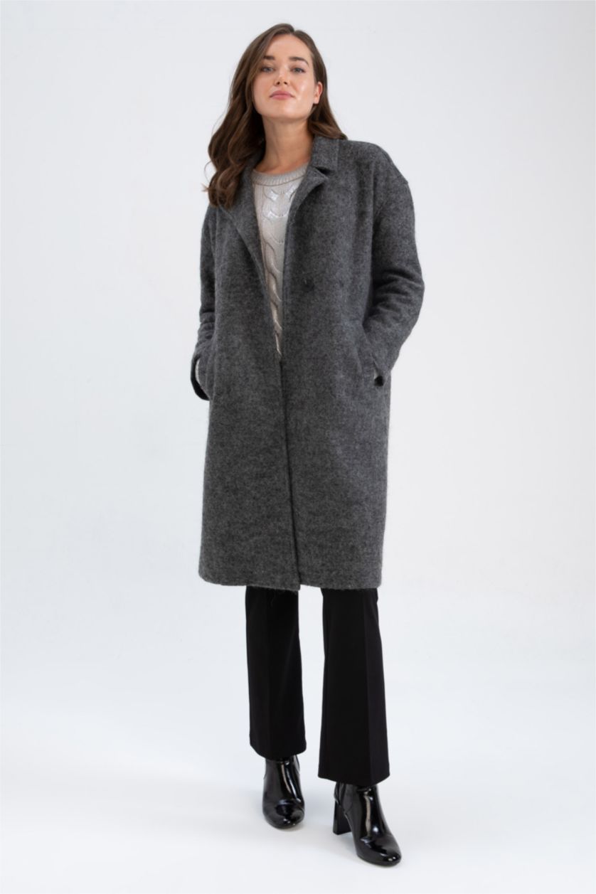 FEMME Gris Veste Confortable En Faux Feutre