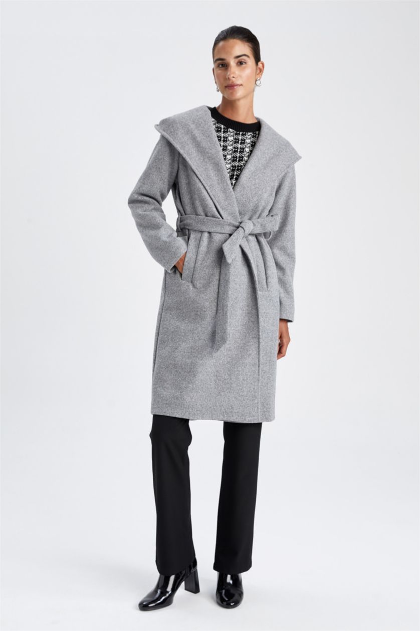 WOMAN Grey Heat Insulated Relax Fit Belted Stamp