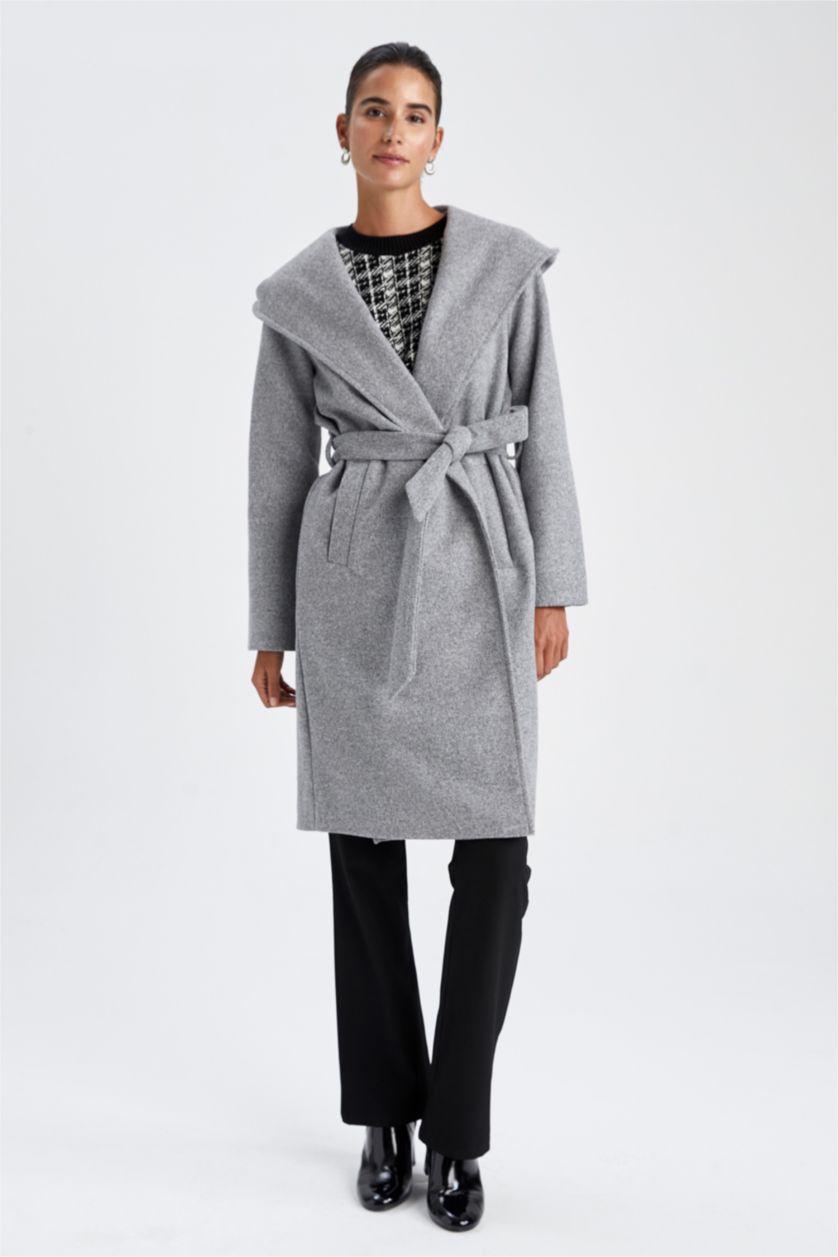 WOMAN Grey Heat Insulated Relax Fit Belted Stamp