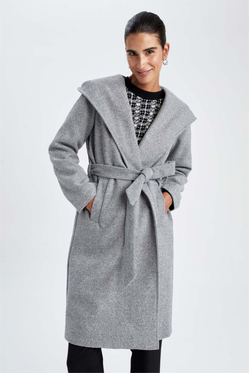 WOMAN Grey Heat Insulated Relax Fit Belted Stamp