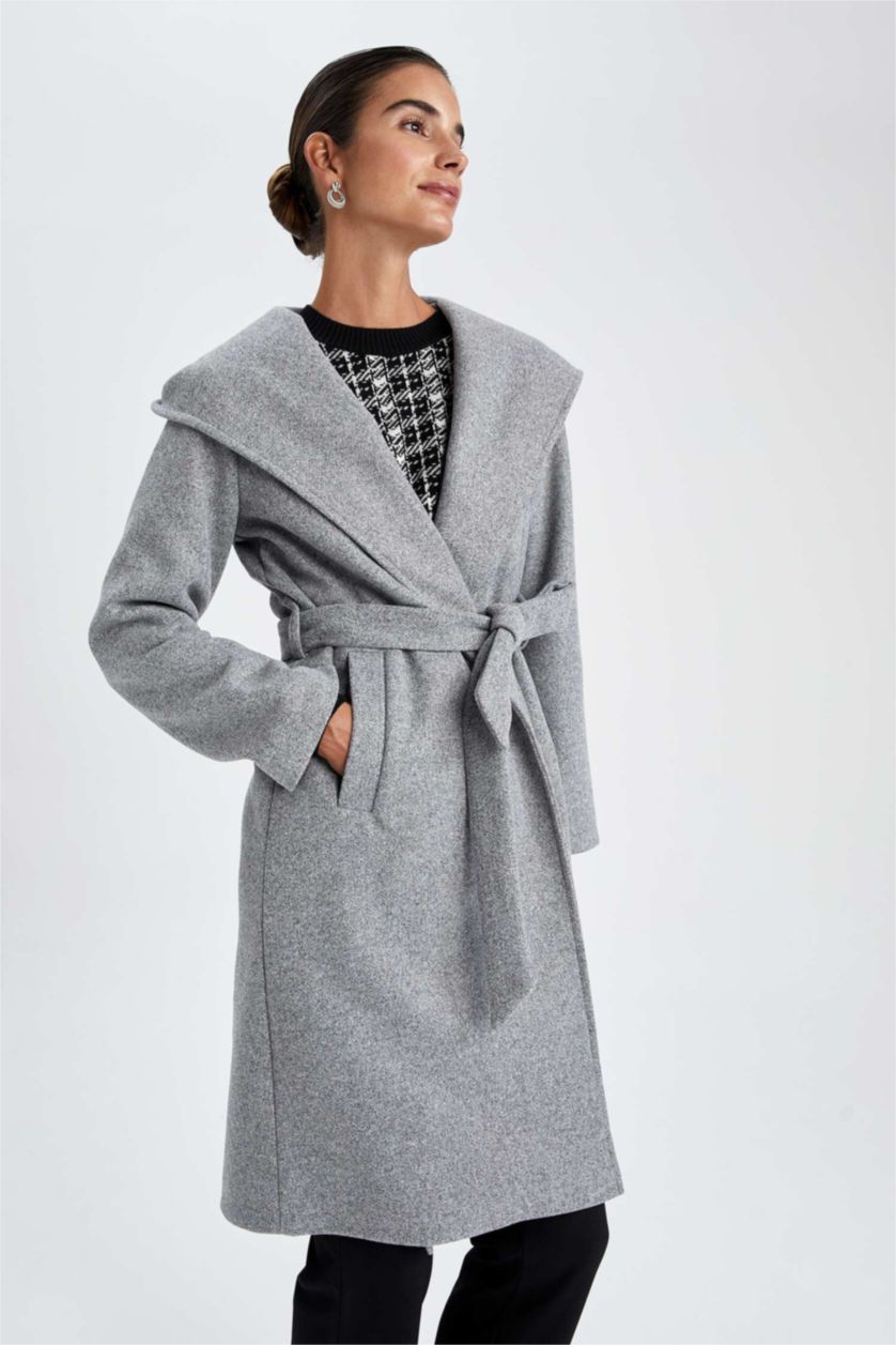 WOMAN Grey Heat Insulated Relax Fit Belted Stamp