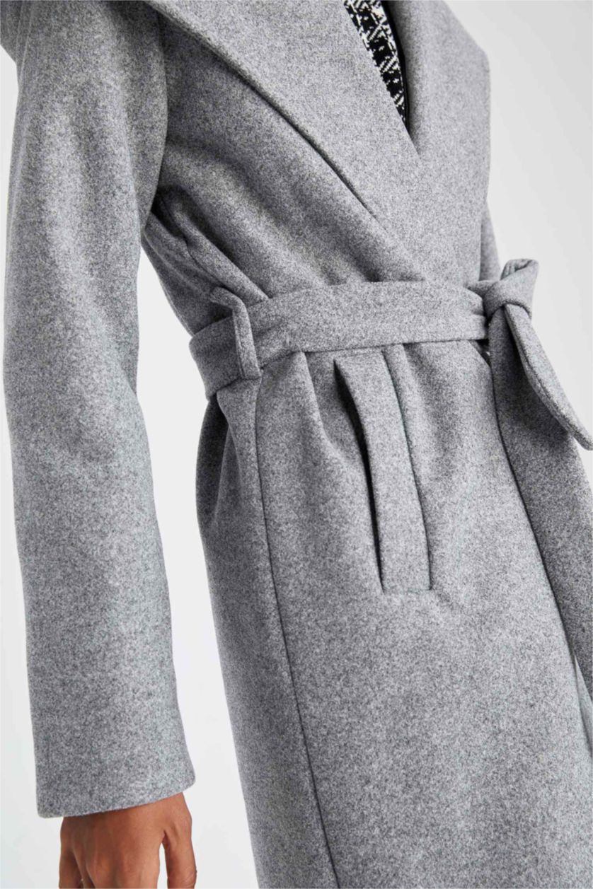 WOMAN Grey Heat Insulated Relax Fit Belted Stamp