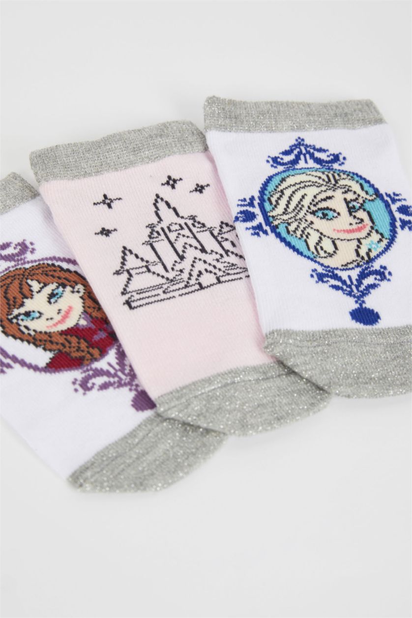 GIRLS & TEENS MIXED Girl's Frozen Licensed Cotton 3 Pack Short Socks