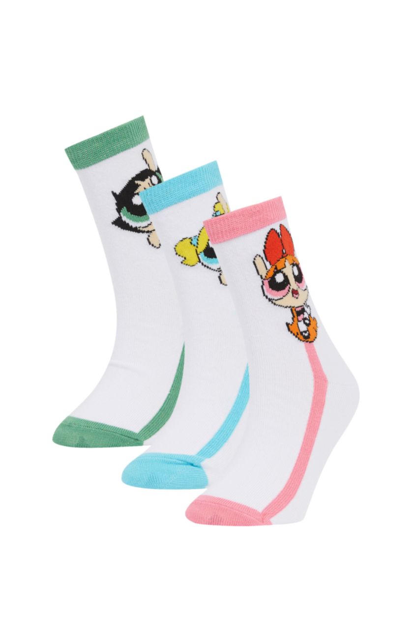 Kız Çocuk - Genç Kız Karma Kız Çocuk PowerPuff Girls 3'lü Pamuklu Patik Çorap