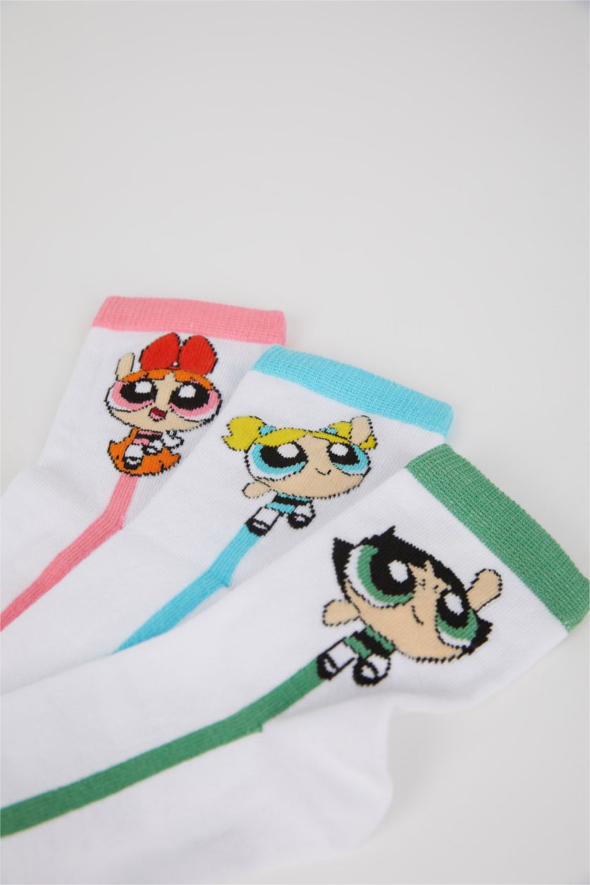 Kız Çocuk - Genç Kız Karma Kız Çocuk PowerPuff Girls 3'lü Pamuklu Patik Çorap