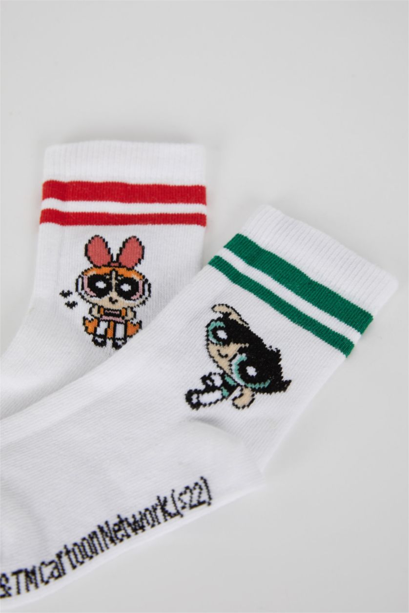 Kız Çocuk - Genç Kız Karma PowerPuff Gırls 2'li Pamuklu Uzun Çorap Kız Çocuk