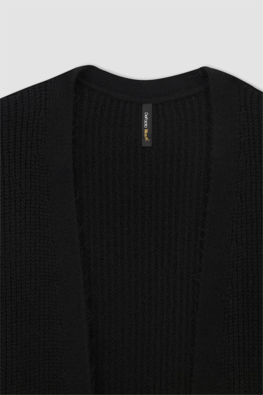 FEMME Noir Cardigan boutonné en maille à col en V coupe classique DF Plus