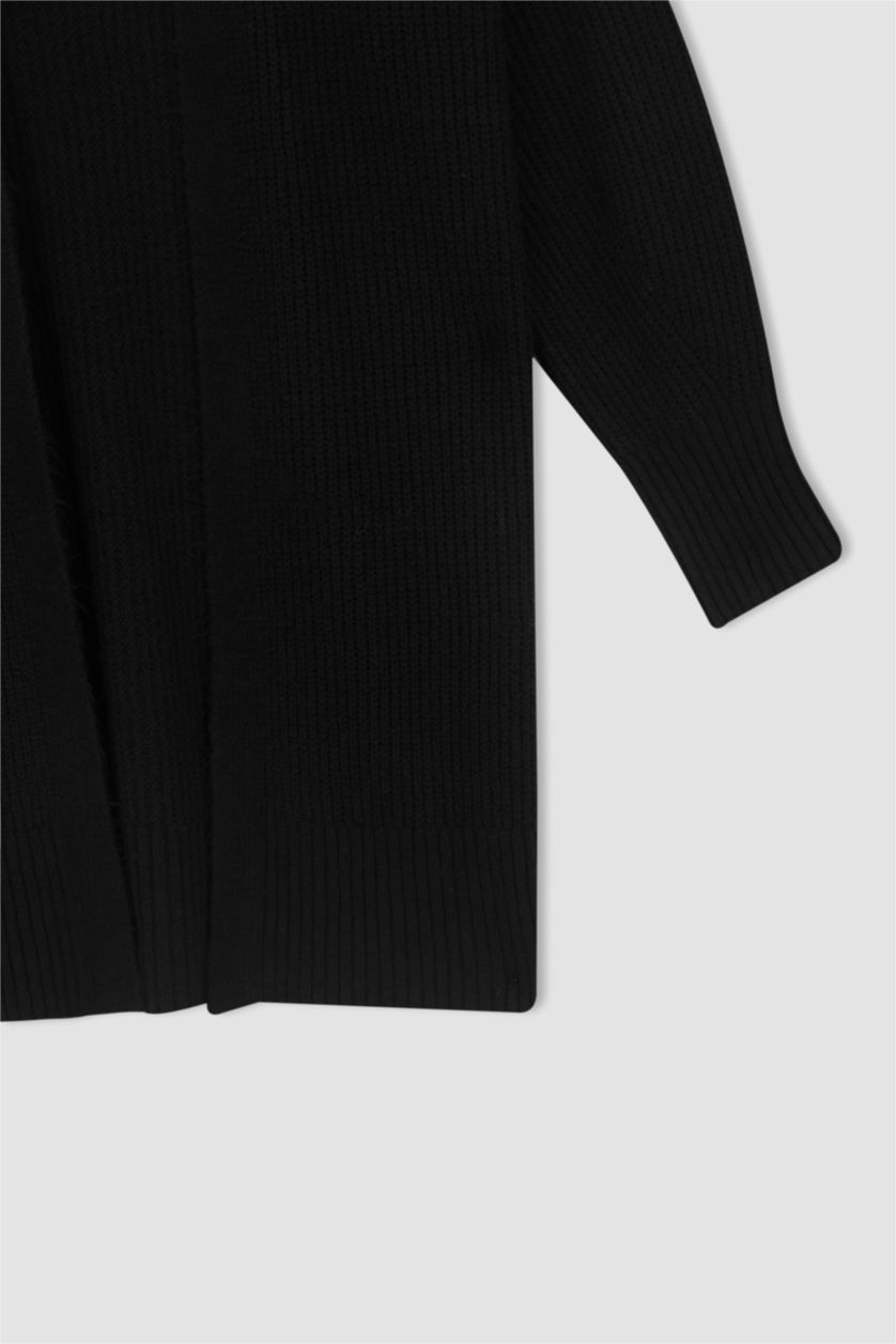 FEMME Noir Cardigan boutonné en maille à col en V coupe classique DF Plus