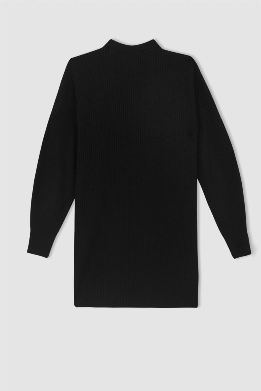 FEMME Noir Cardigan boutonné en maille à col en V coupe classique DF Plus