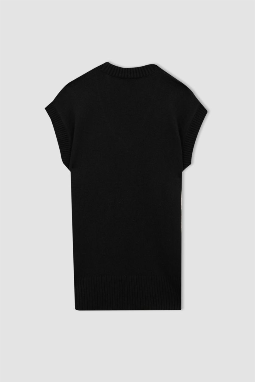 WOMAN Black DF Plus Plus Size Regular Fit V Neck Knitwear Sweater