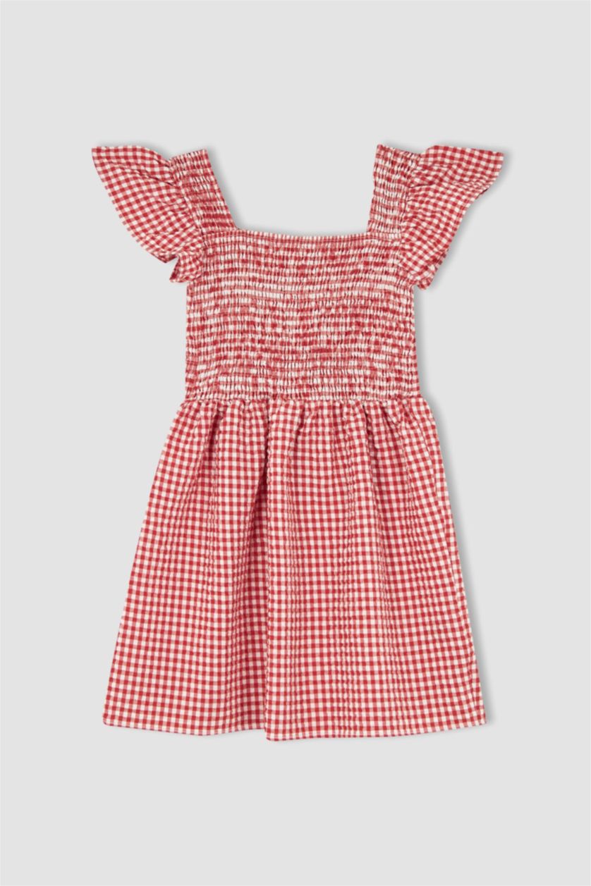 FILLES Rouge Robe coupe classique en voile de coton à motif vichy pour fille