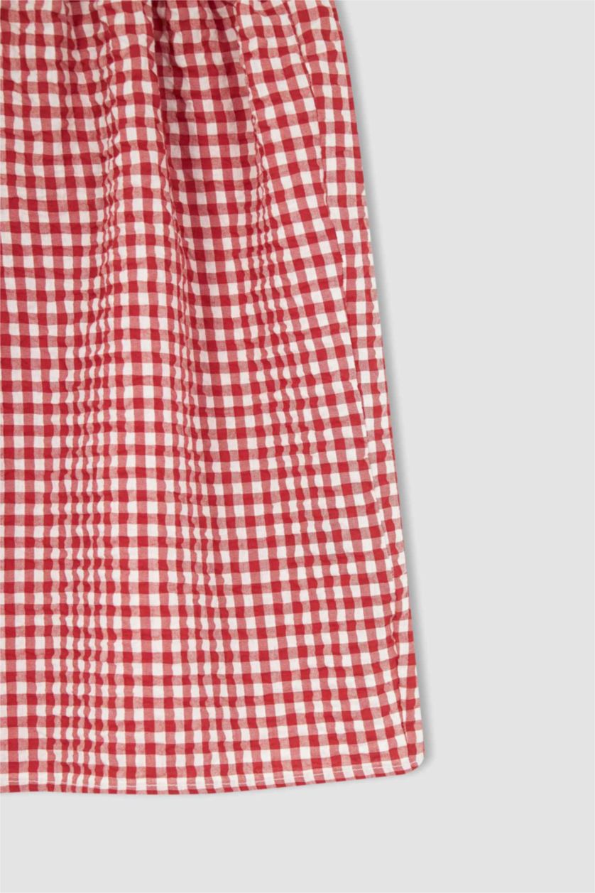 FILLES Rouge Robe coupe classique en voile de coton à motif vichy pour fille