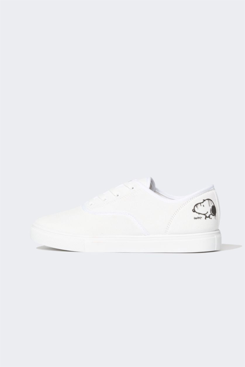WOMAN White Women Snoopy Lace-Up Cloth Shoes