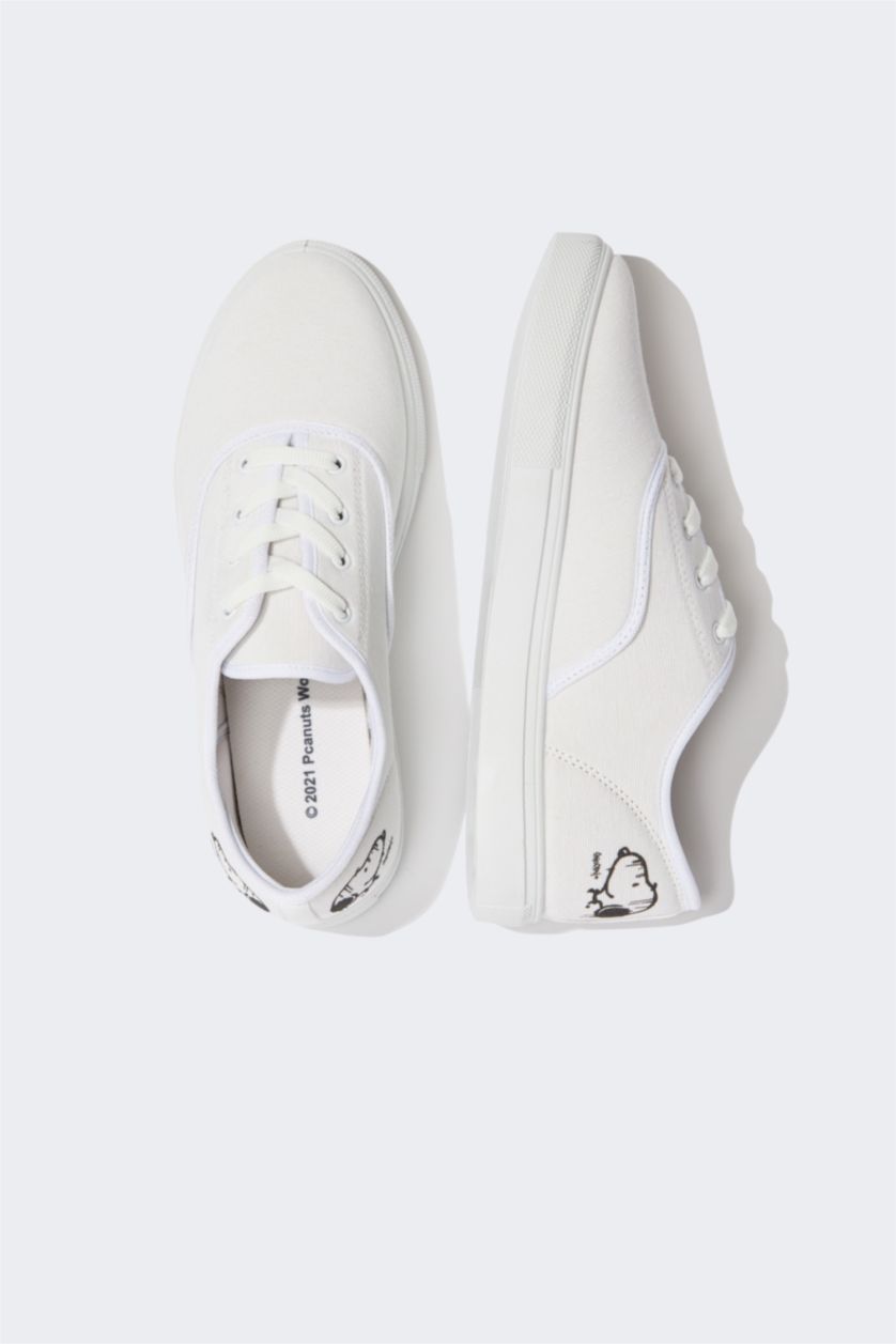 WOMAN White Women Snoopy Lace-Up Cloth Shoes