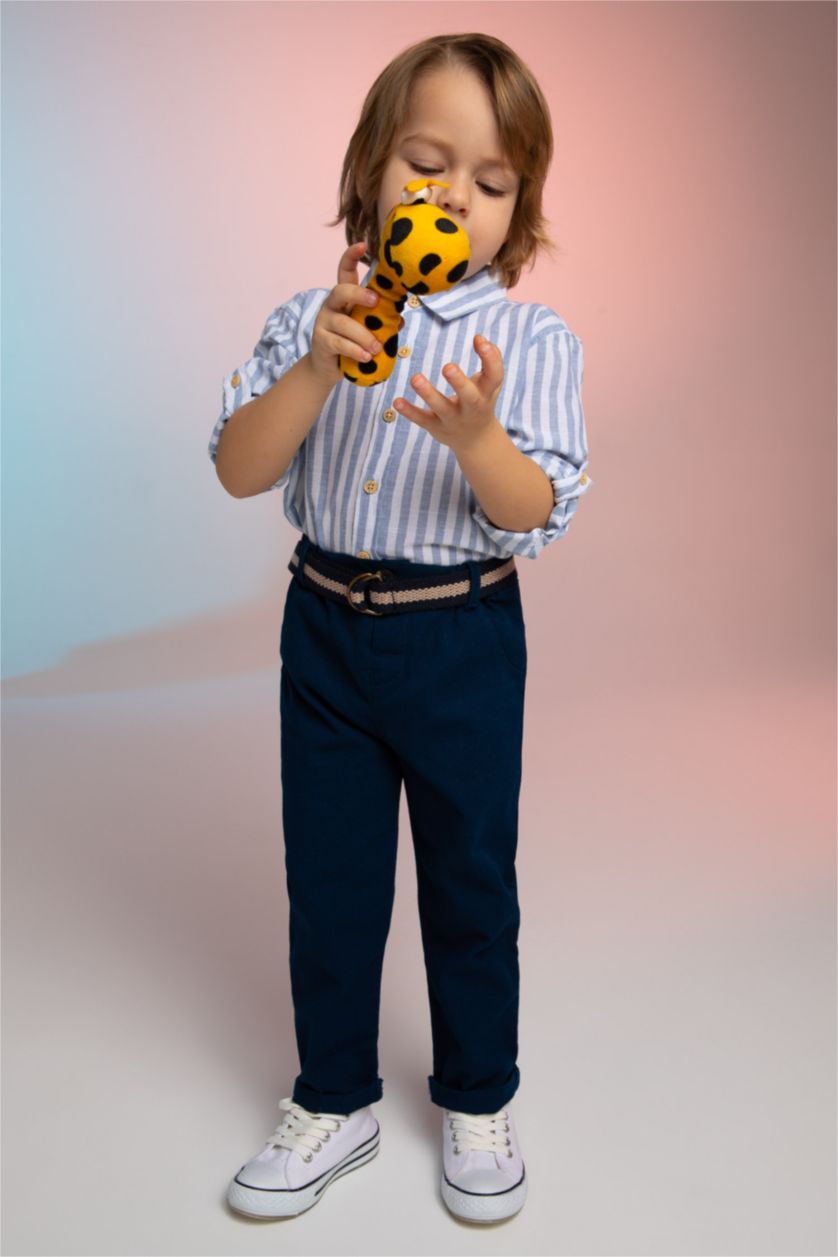 BÉBÉ GARÇON Bleu Foncé Pantalon La Gabardıne Coupe Régulière Basique Journée des enfants