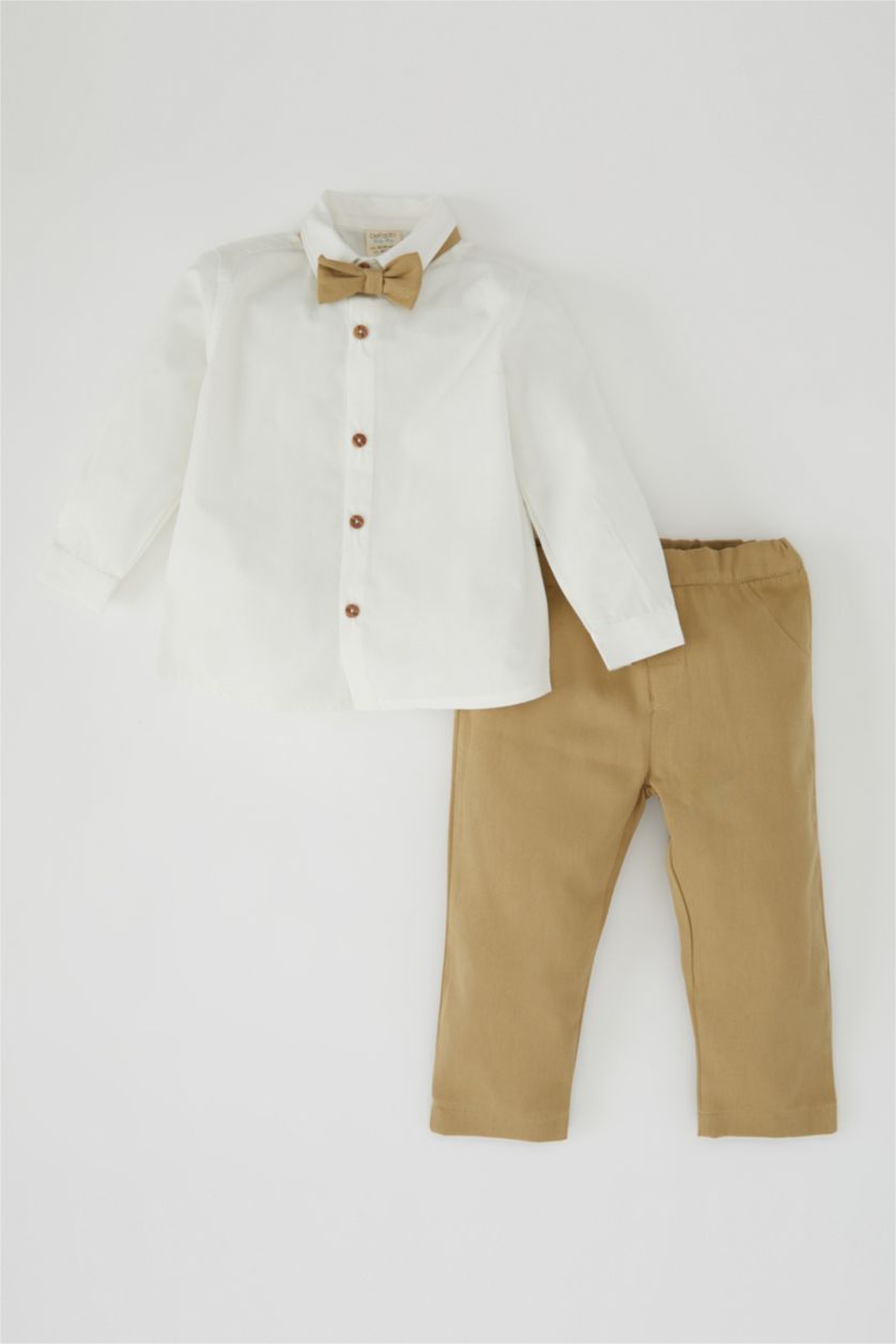 BÉBÉ GARÇON Écru Ensemble chemise à manches longues et pantalon avec nœud papillon pour bébé garçon