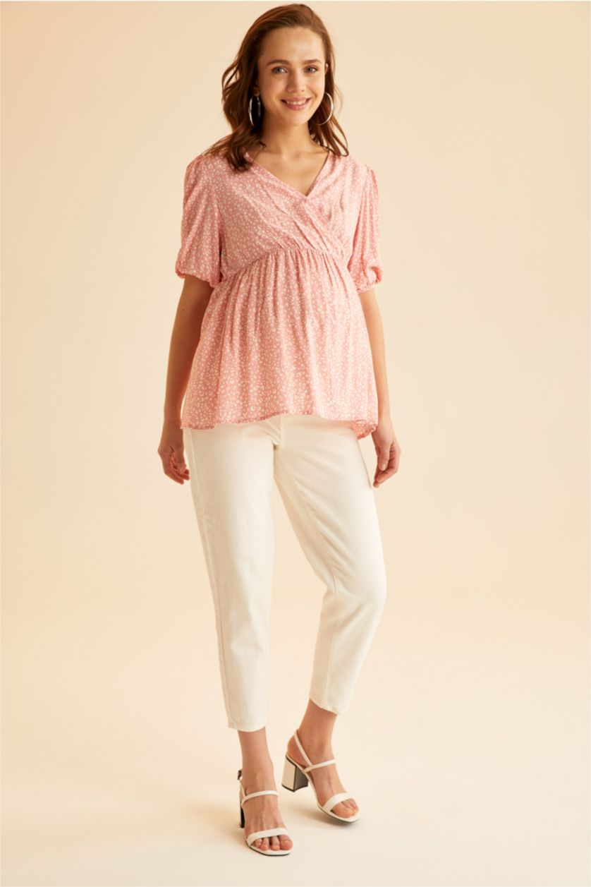 Kadın Gülkurusu Regular Fıt Kısa Kollu Üst