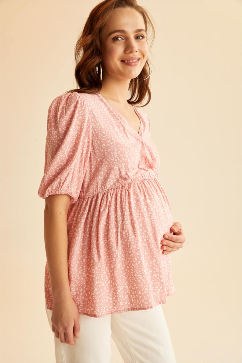 Kadın Gülkurusu Regular Fıt Kısa Kollu Üst