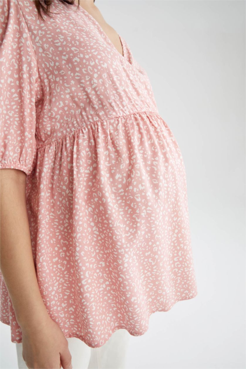 Kadın Gülkurusu Regular Fıt Kısa Kollu Üst