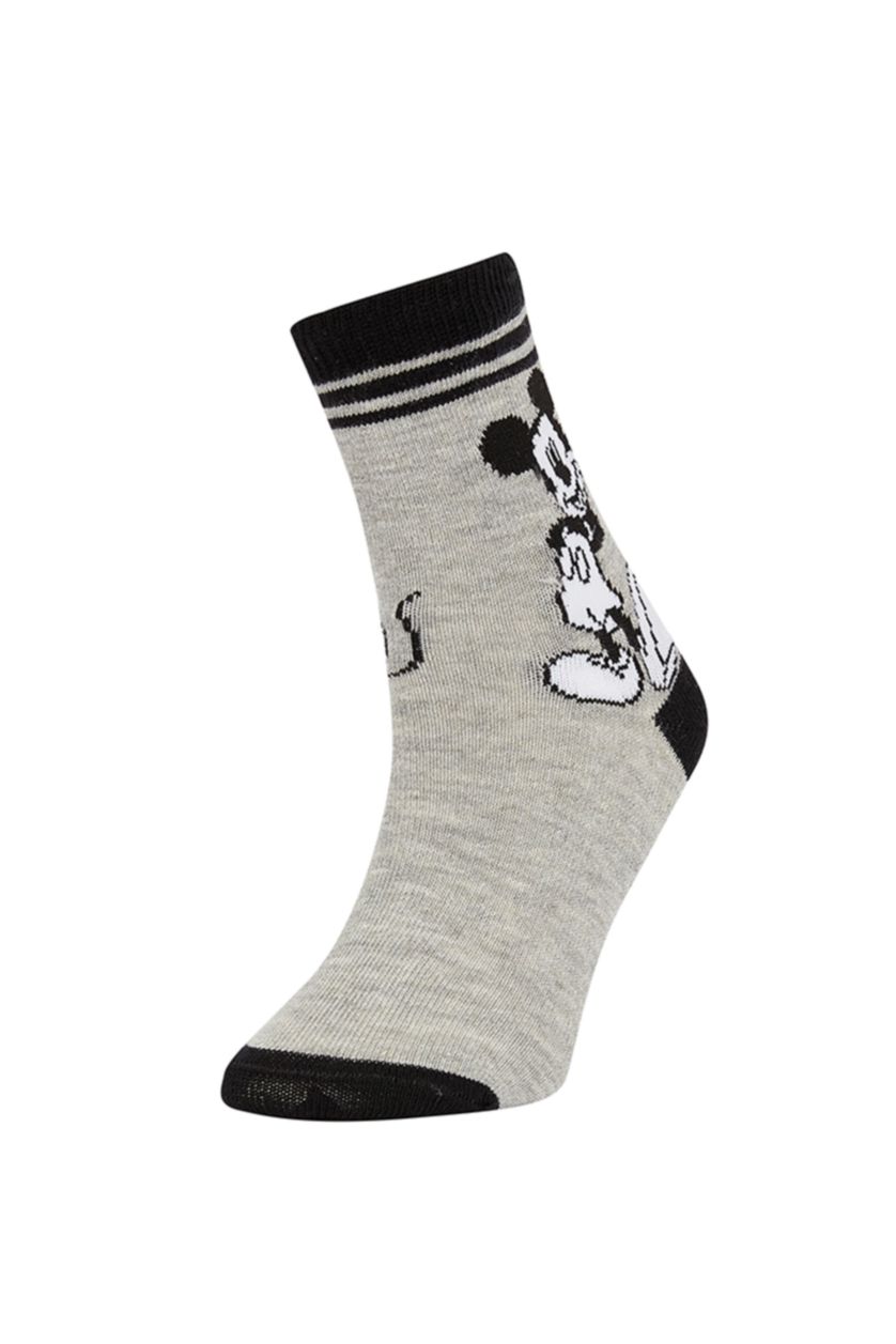 Erkek Çocuk - Genç Erkek Gri Erkek Çocuk Disney Mickey & Minnie 2'li Pamuklu Uzun Çorap