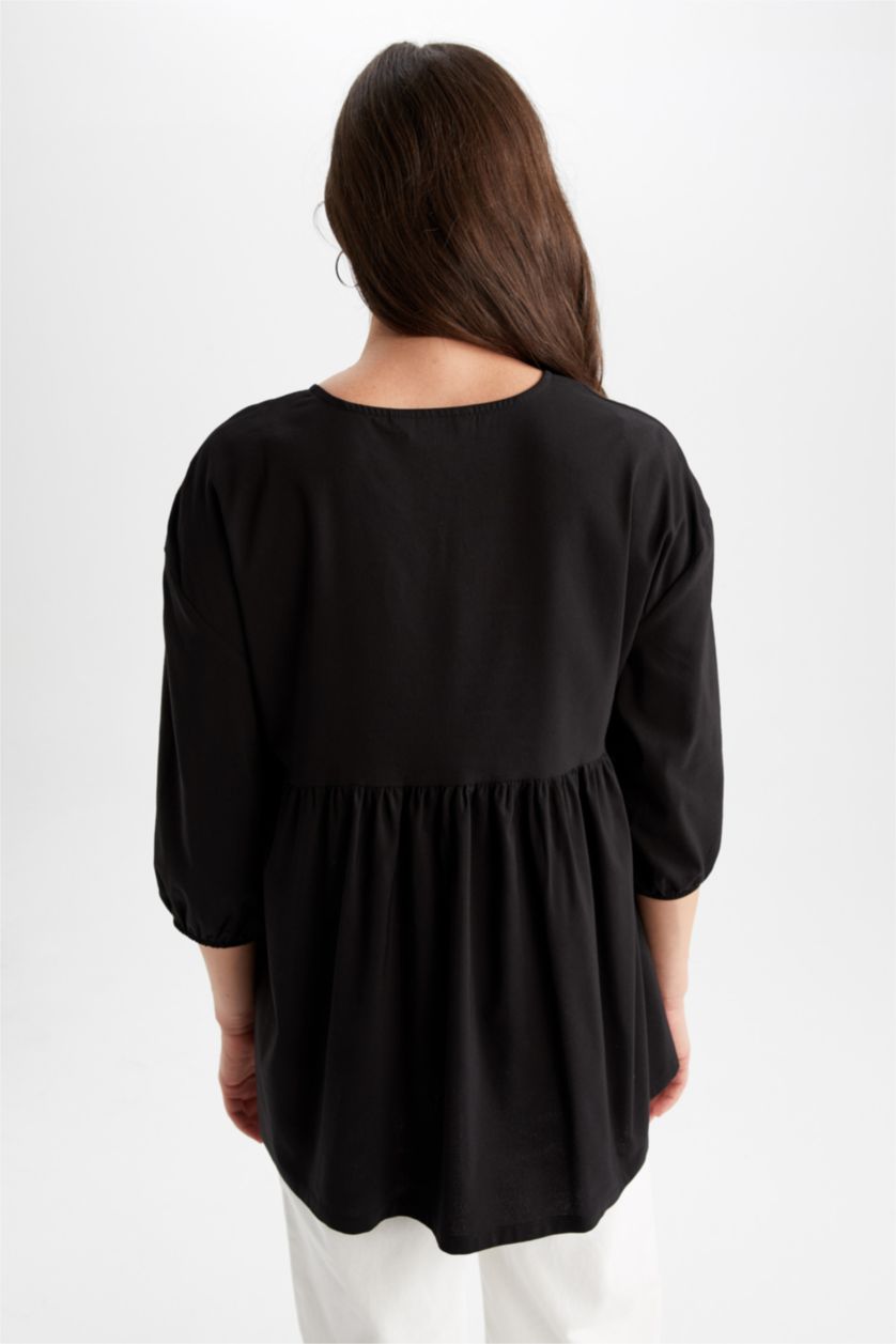 Kadın Siyah Regular Fıt Uzun Kollu Üst