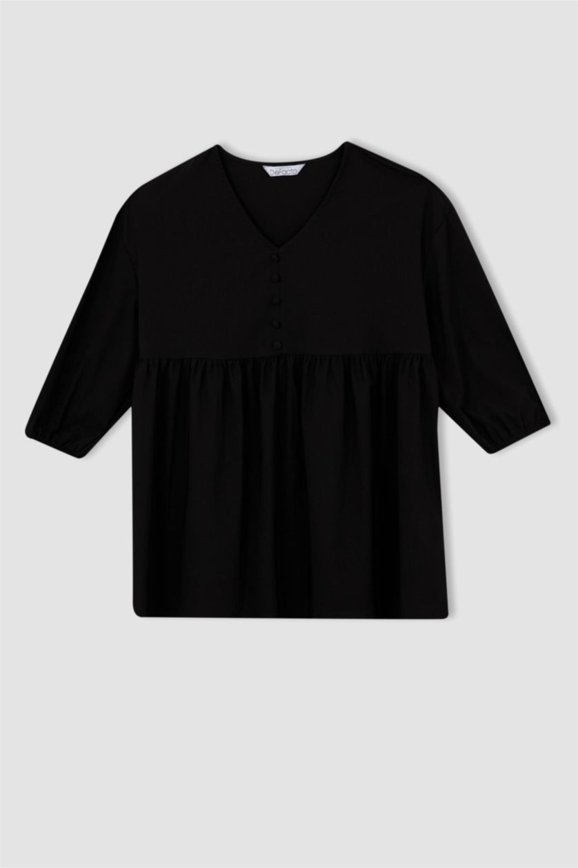 Kadın Siyah Regular Fıt Uzun Kollu Üst