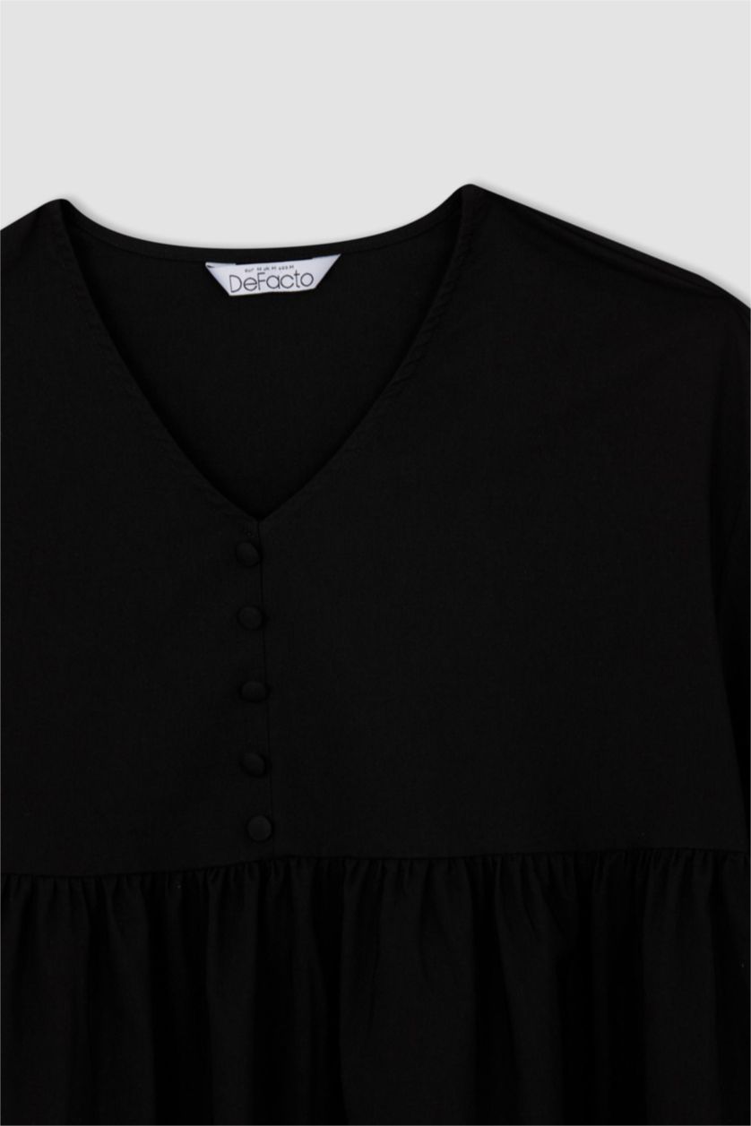 Kadın Siyah Regular Fıt Uzun Kollu Üst