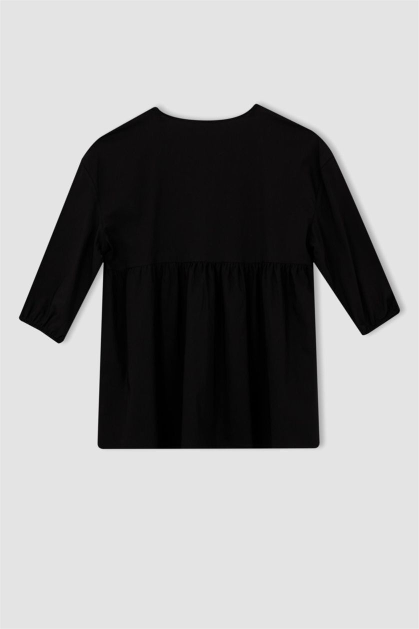Kadın Siyah Regular Fıt Uzun Kollu Üst