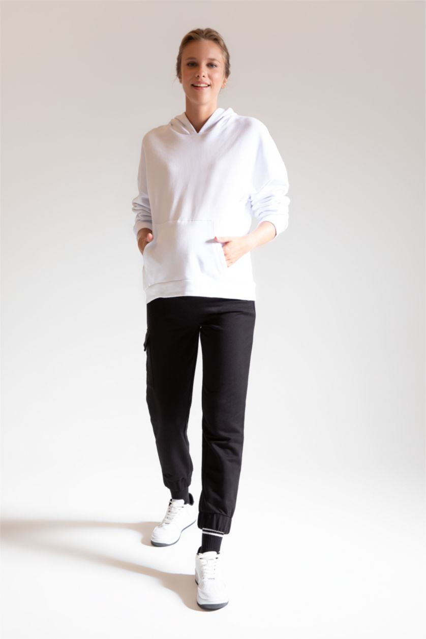 FEMME Noir Pantalon de jogging de maternité avec poche cargo