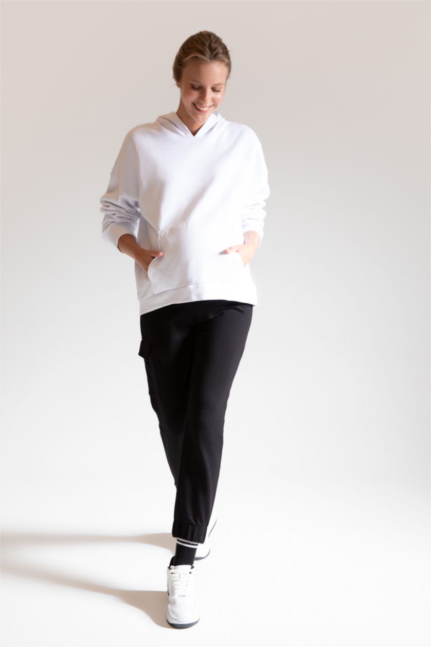 FEMME Noir Pantalon de jogging de maternité avec poche cargo