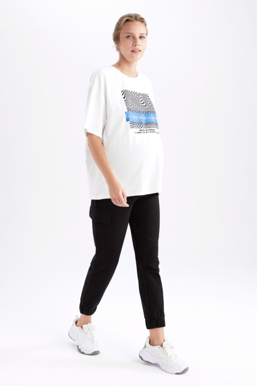 FEMME Noir Pantalon de jogging de maternité avec poche cargo